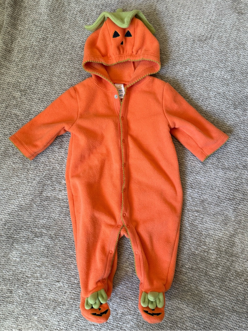 Old Navy Pumpkin Hooded Fleece Bunting Costume Sleeper 3–6 Months